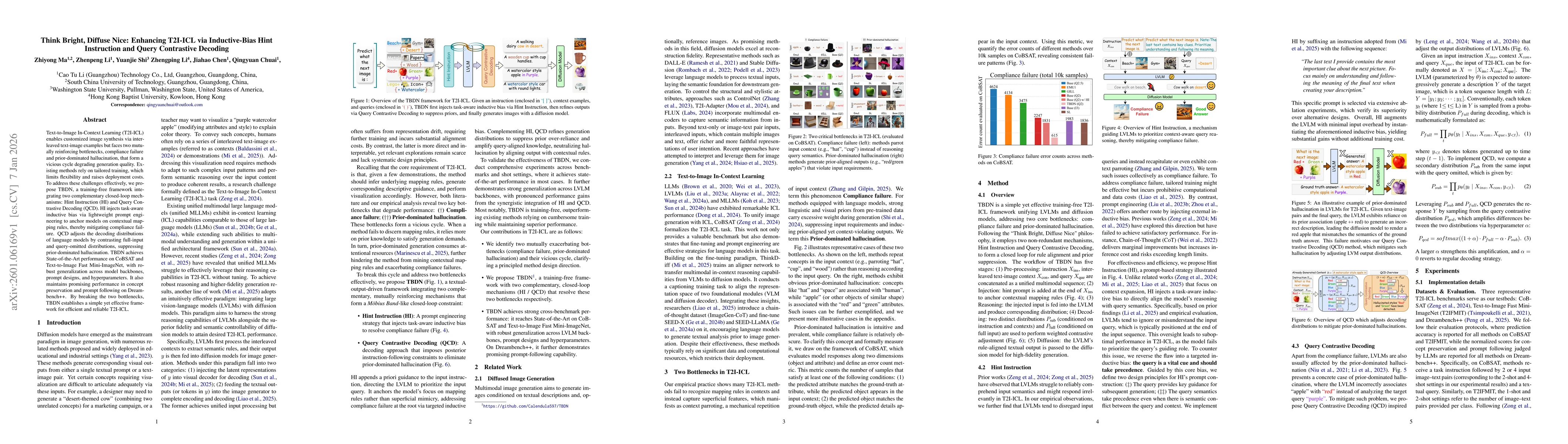 Thumbnail for Think Bright, Diffuse Nice: Enhancing T2I-ICL via Inductive-Bias Hint Instruction and Query Contrastive Decoding