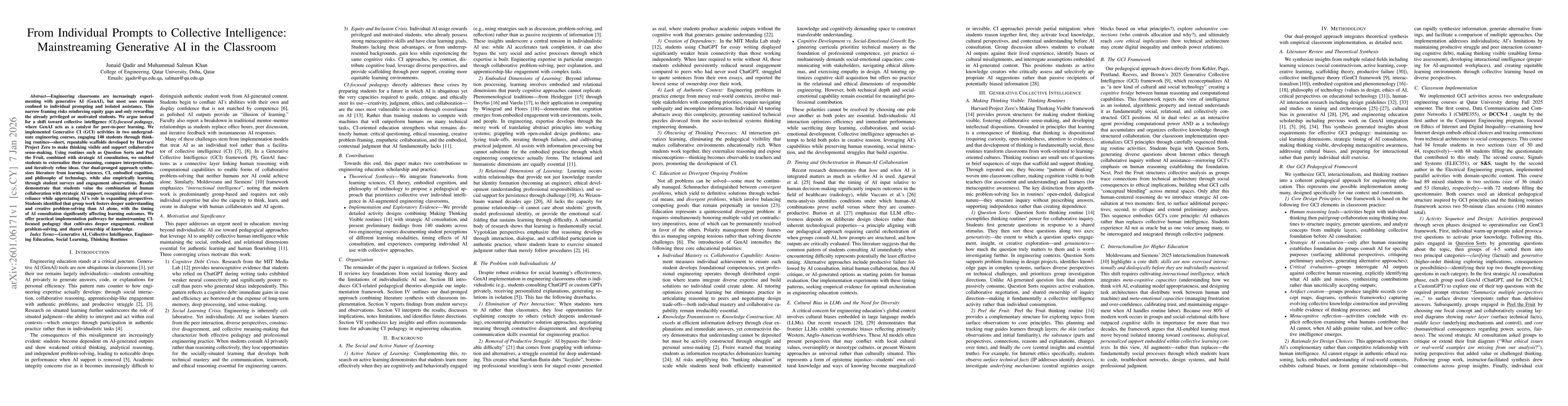 Thumbnail for From Individual Prompts to Collective Intelligence: Mainstreaming Generative AI in the Classroom