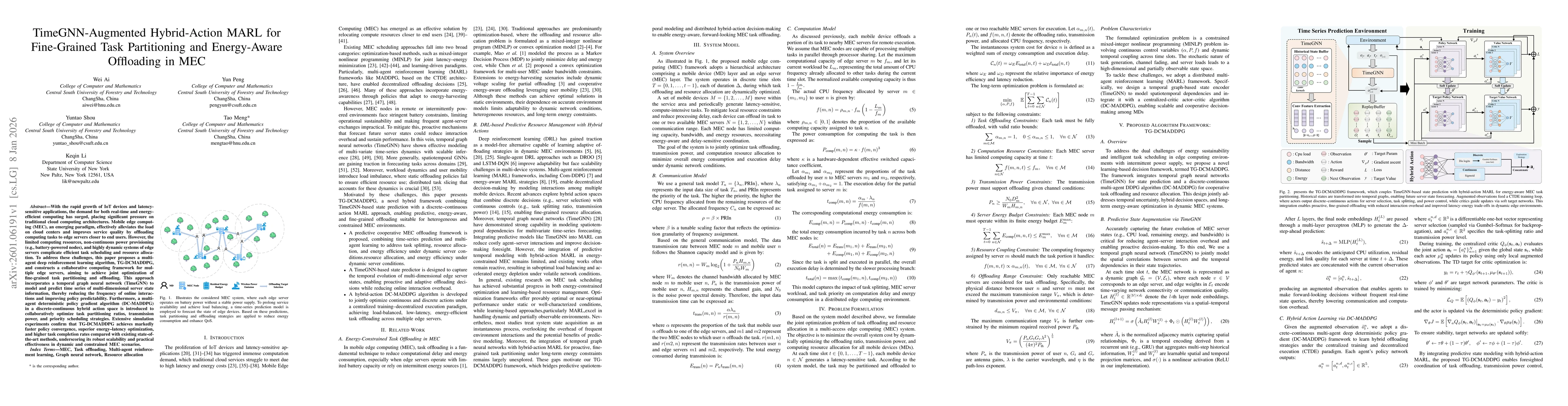 Thumbnail for TimeGNN-Augmented Hybrid-Action MARL for Fine-Grained Task Partitioning and Energy-Aware Offloading in MEC