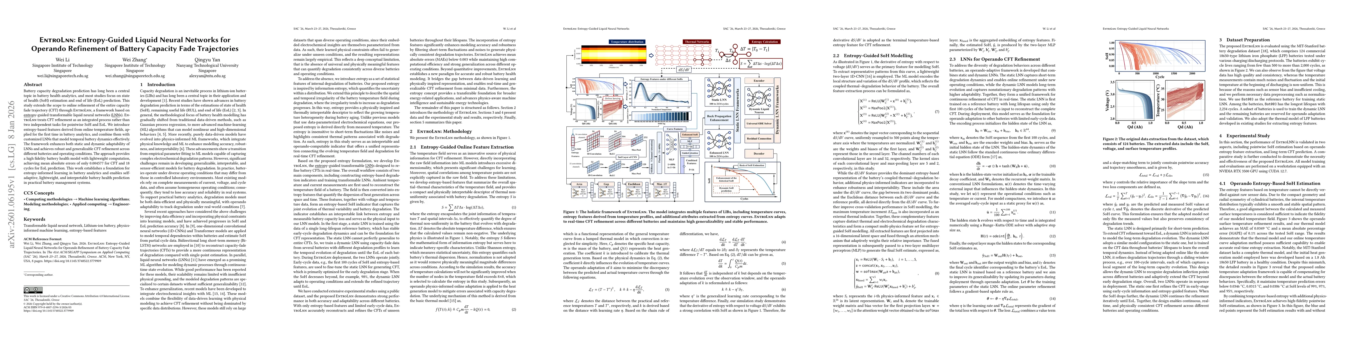 Thumbnail for EntroLnn: Entropy-Guided Liquid Neural Networks for Operando Refinement of Battery Capacity Fade Trajectories