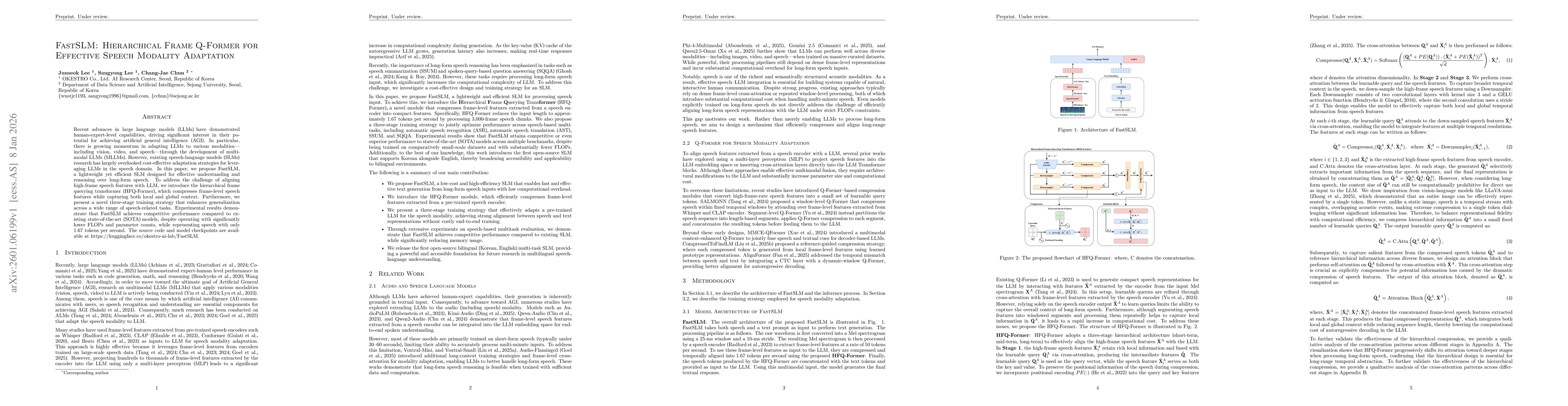 Thumbnail for FastSLM: Hierarchical Frame Q-Former for Effective Speech Modality Adaptation