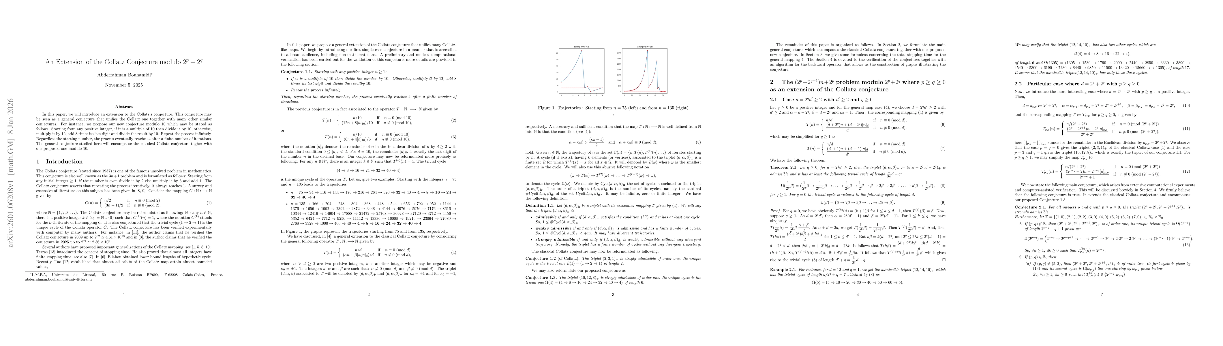Thumbnail for An Extension of the Collatz Conjecture modulo $2^p+2^q$