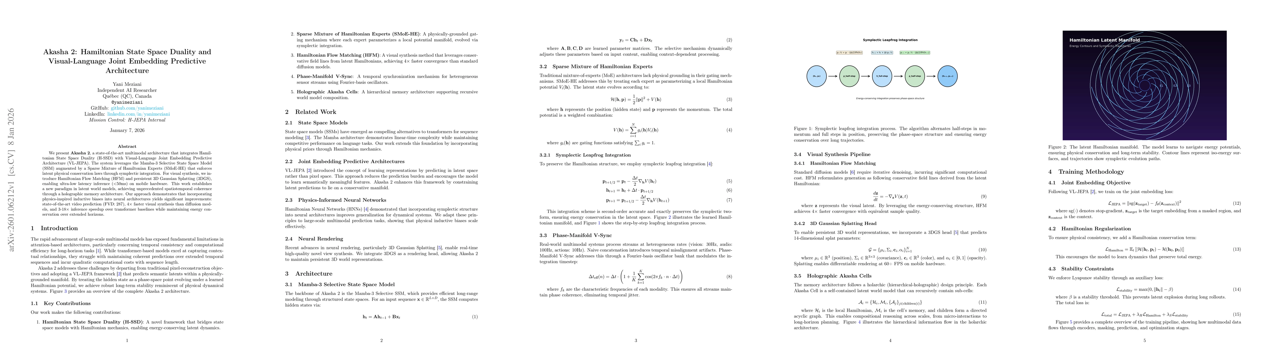 Thumbnail for Akasha 2: Hamiltonian State Space Duality and Visual-Language Joint Embedding Predictive Architectur