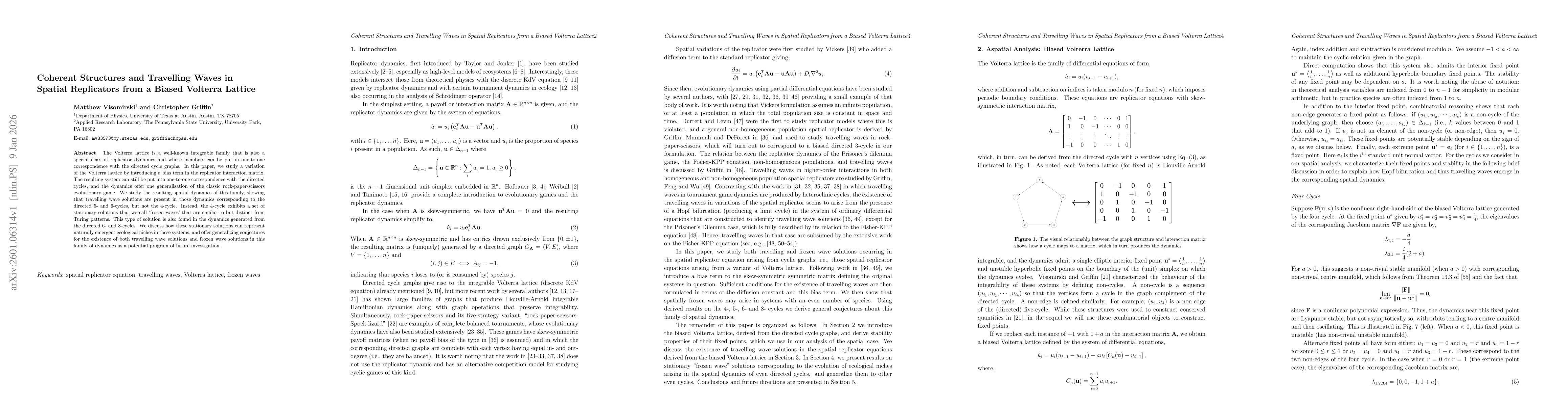 Thumbnail for Coherent Structures and Travelling Waves in Spatial Replicators from a Biased Volterra Lattice
