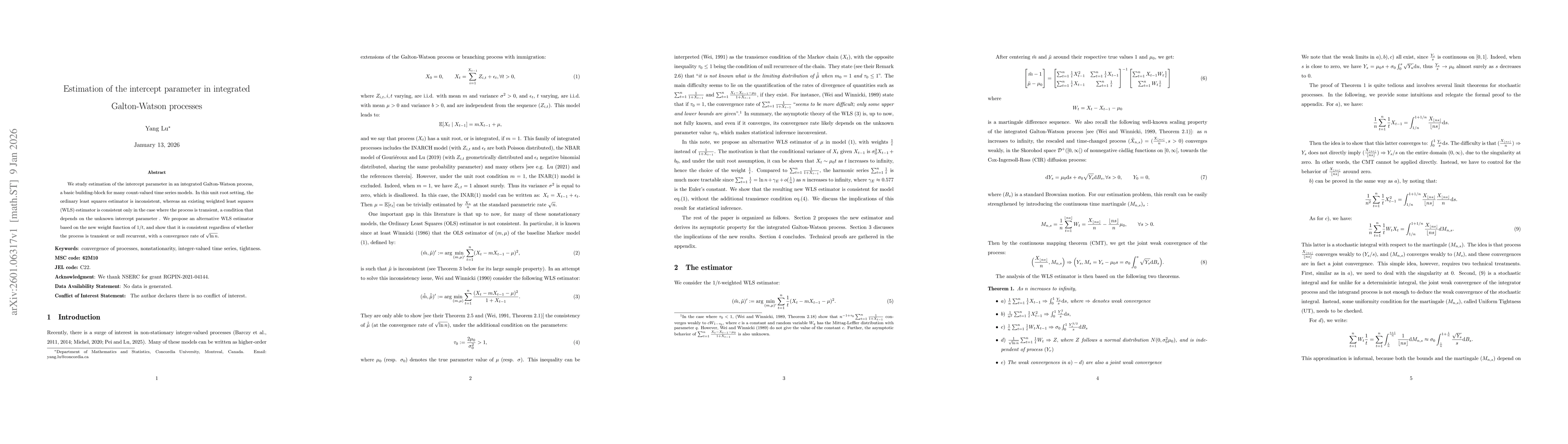 Thumbnail for Estimation of the intercept parameter in integrated Galton-Watson processes