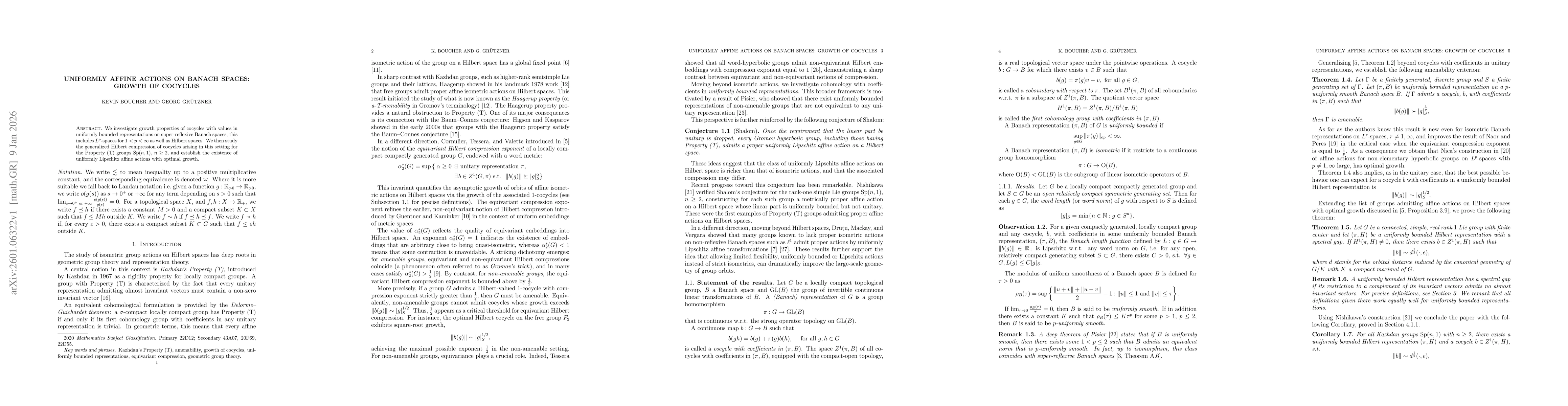 Thumbnail for Uniformly affine actions on Banach spaces: growth of cocycles