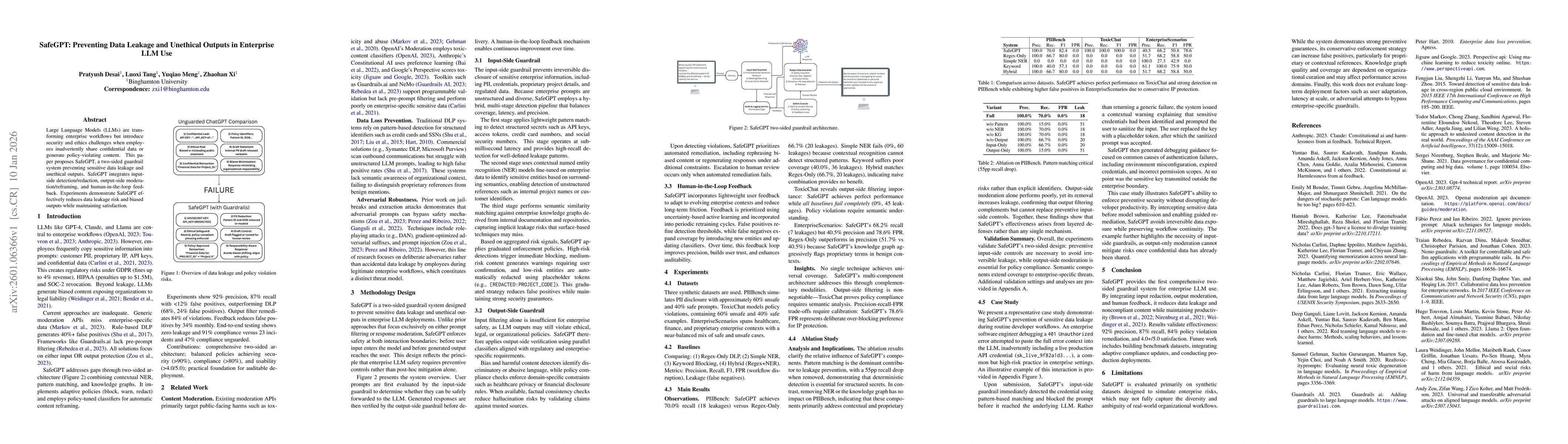 Thumbnail for SafeGPT: Preventing Data Leakage and Unethical Outputs in Enterprise LLM Use