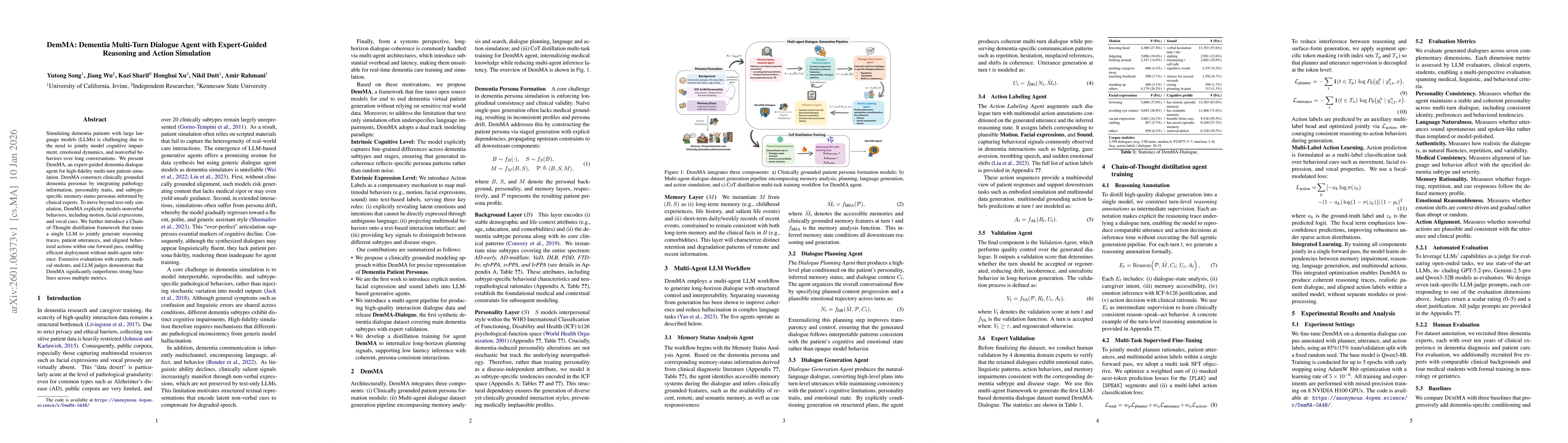 Thumbnail for DemMA: Dementia Multi-Turn Dialogue Agent with Expert-Guided Reasoning and Action Simulation