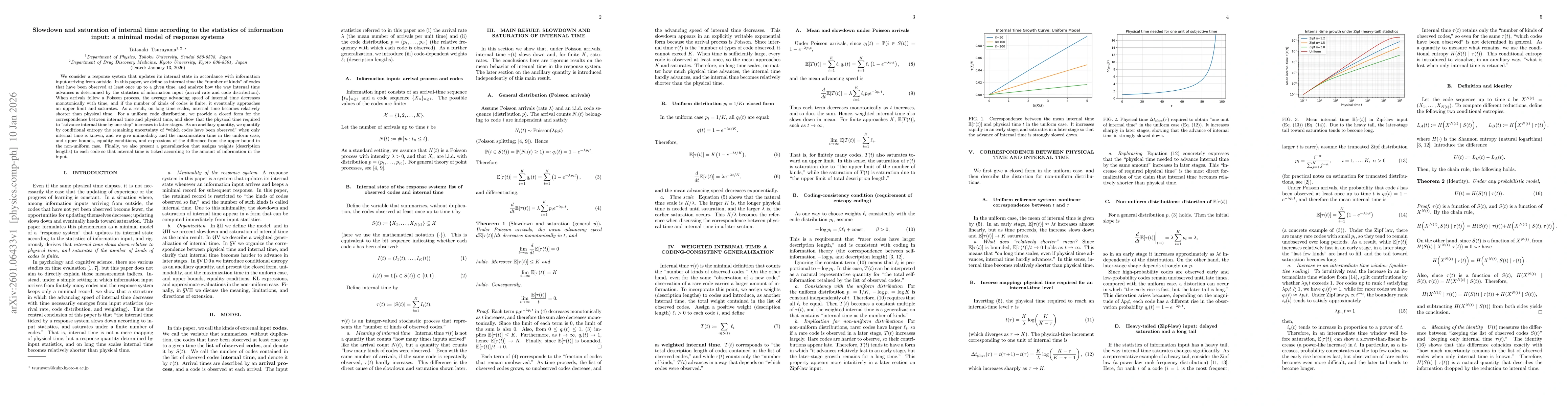 Thumbnail for Slowdown and saturation of internal time according to the statistics of information input: a minimal model of response systems