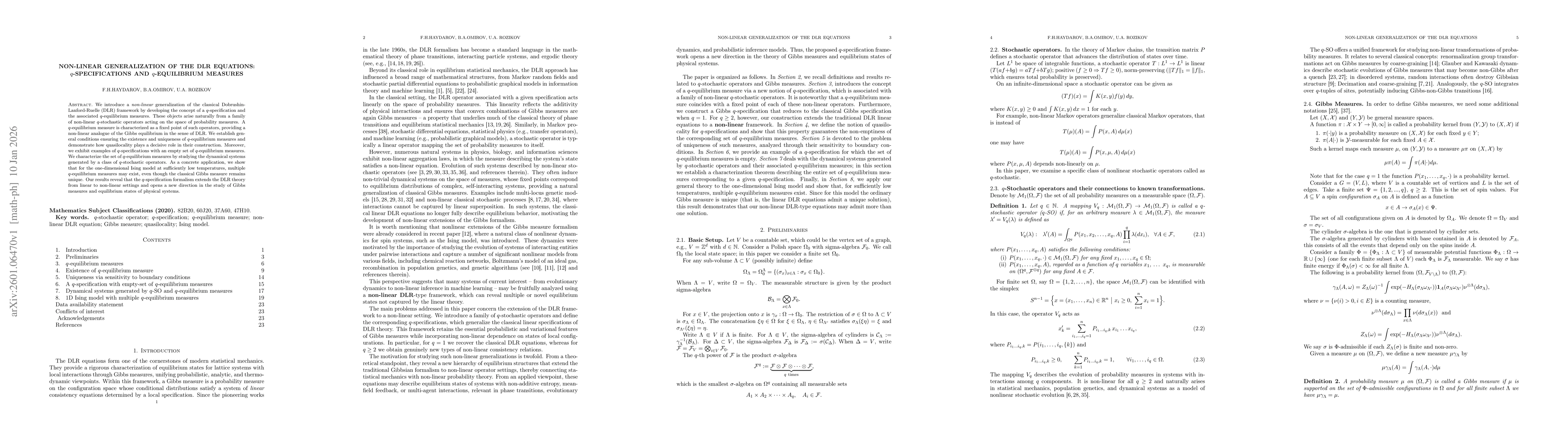 Thumbnail for Non-Linear Generalization of the DLR Equations: $q$-Specifications and $q$-Equilibrium Measures