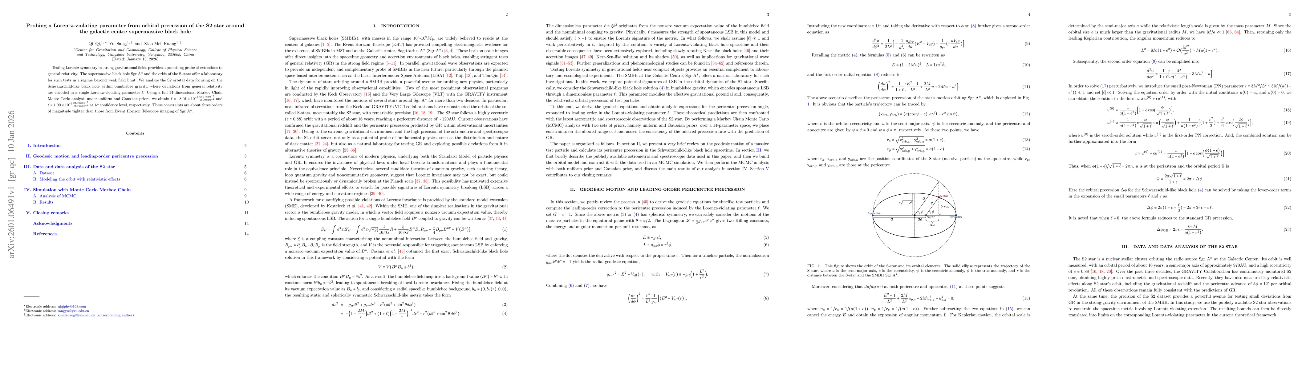 Thumbnail for Probing a Lorentz-violating parameter from orbital precession of the S2 star around the galactic centre supermassive black hole