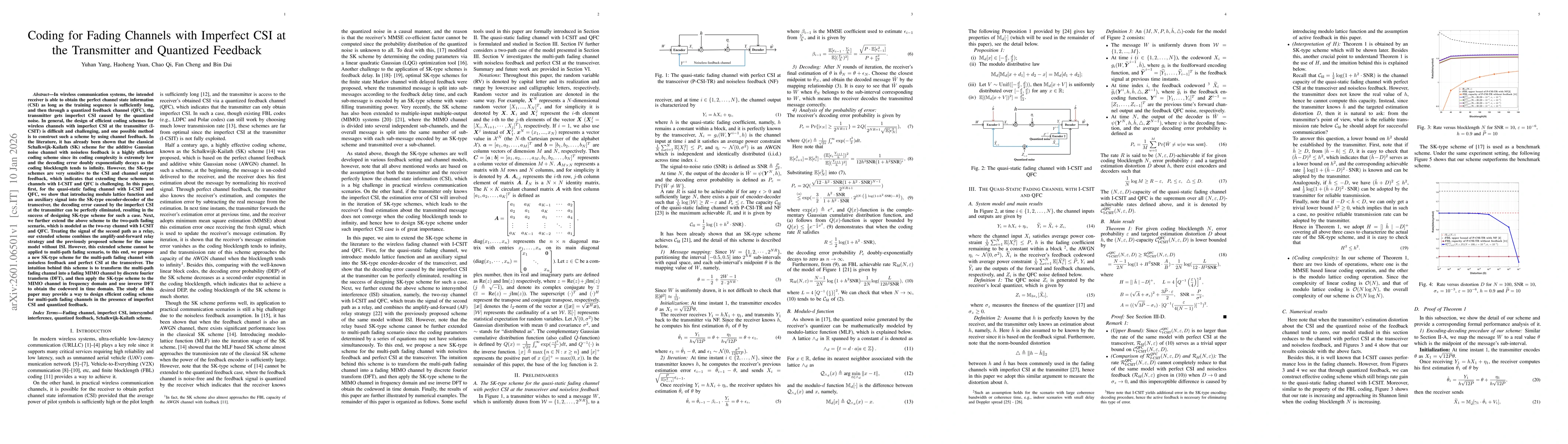 Thumbnail for Coding for Fading Channels with Imperfect CSI at the Transmitter and Quantized Feedback