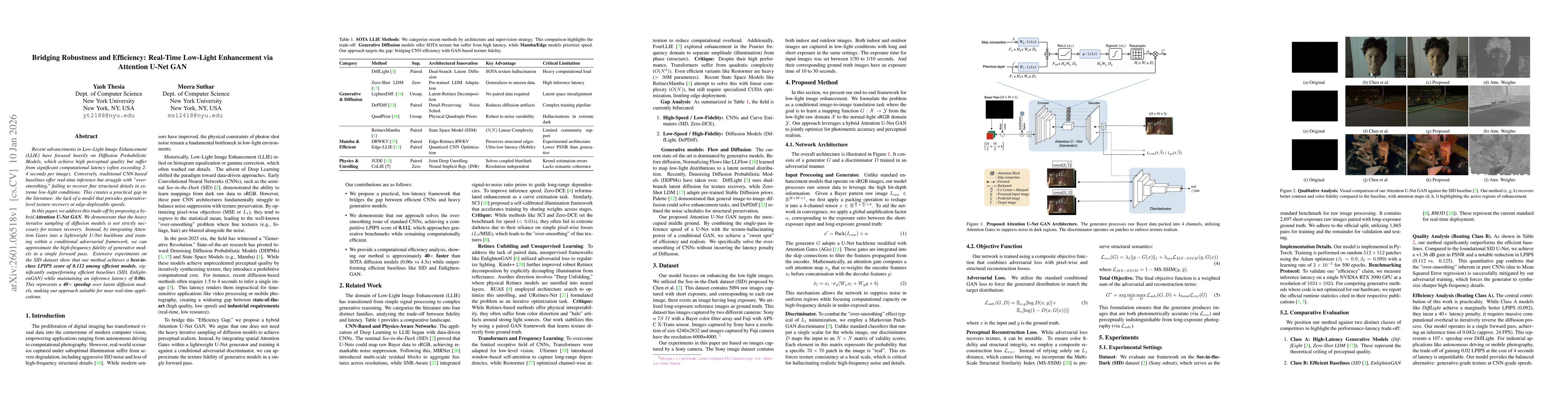 Thumbnail for Bridging Robustness and Efficiency: Real-Time Low-Light Enhancement via Attention U-Net GAN