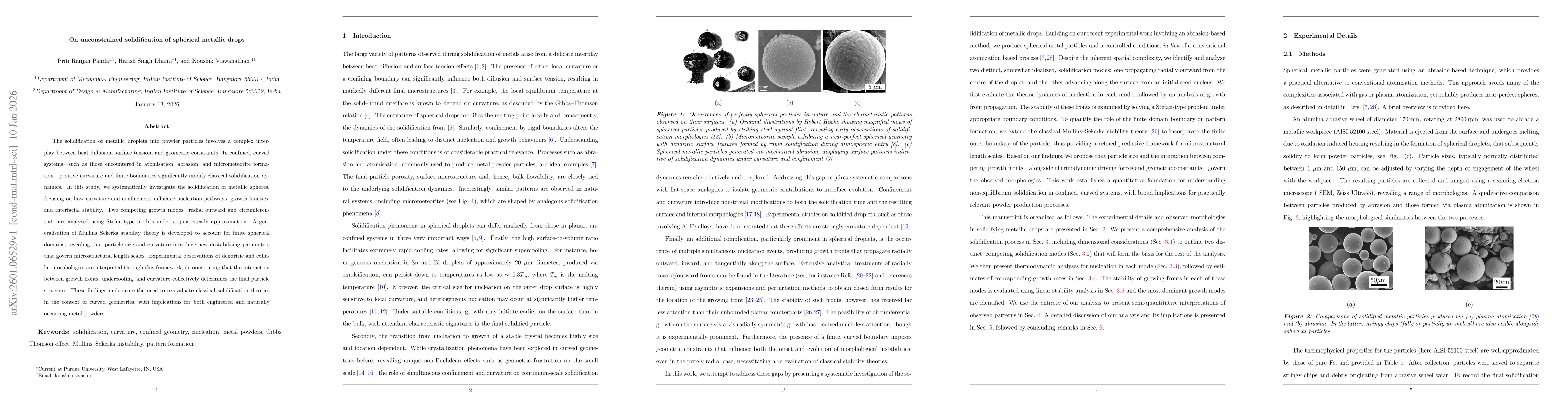 Thumbnail for On unconstrained solidification of spherical metallic drops