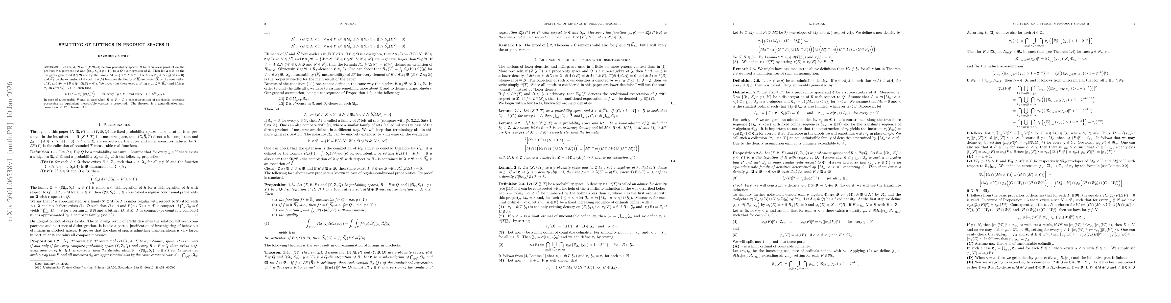 Thumbnail for Splitting of Liftings in Product Spaces II