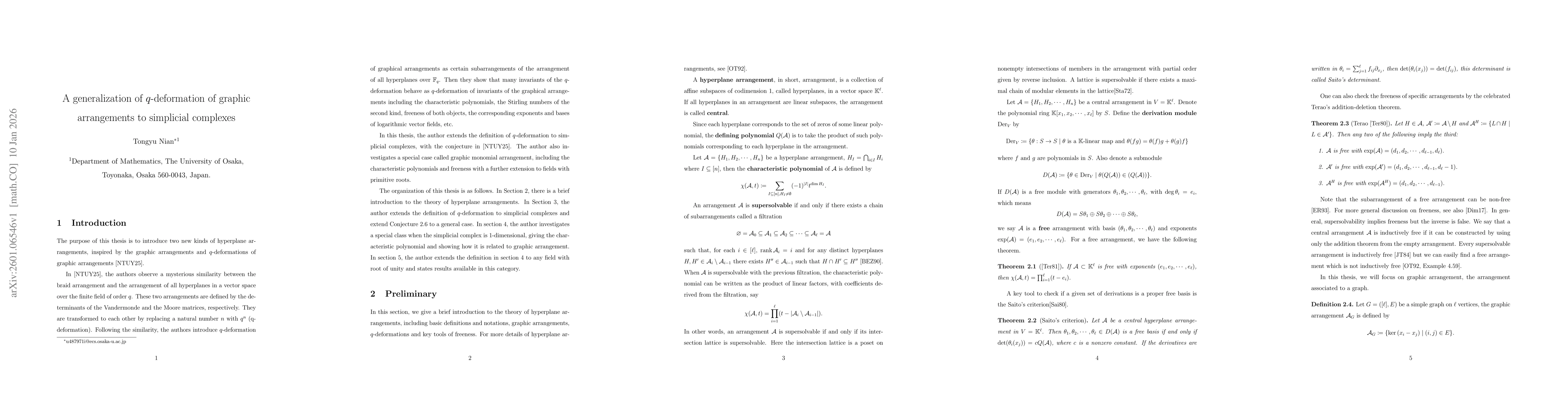 Thumbnail for A generalization of $q$-deformation of graphic arrangements to simplicial complexes