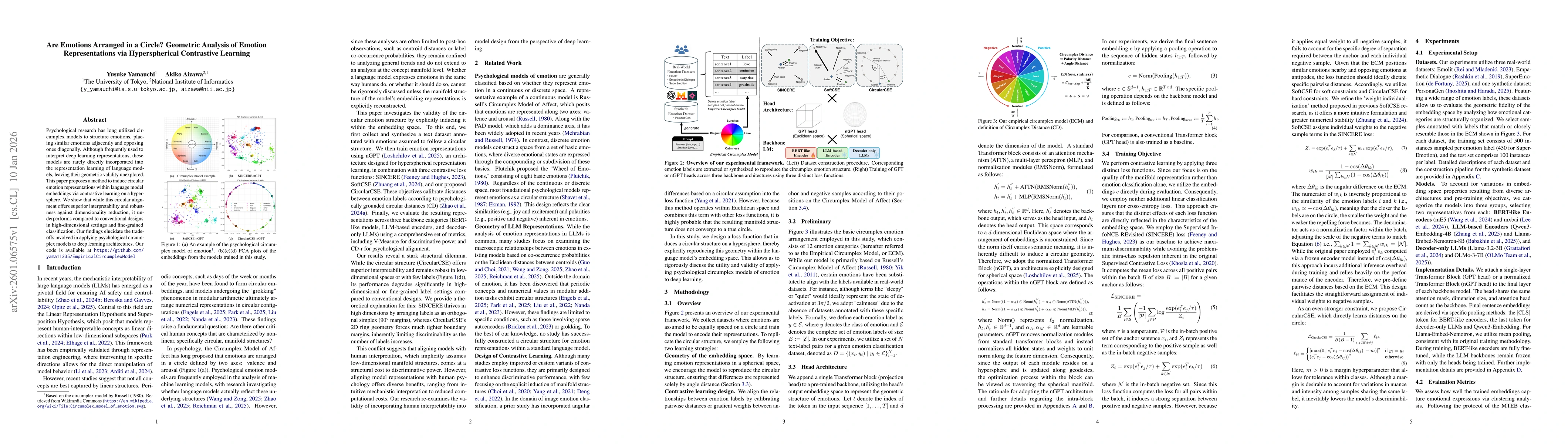 Thumbnail for Are Emotions Arranged in a Circle? Geometric Analysis of Emotion Representations via Hyperspherical Contrastive Learning