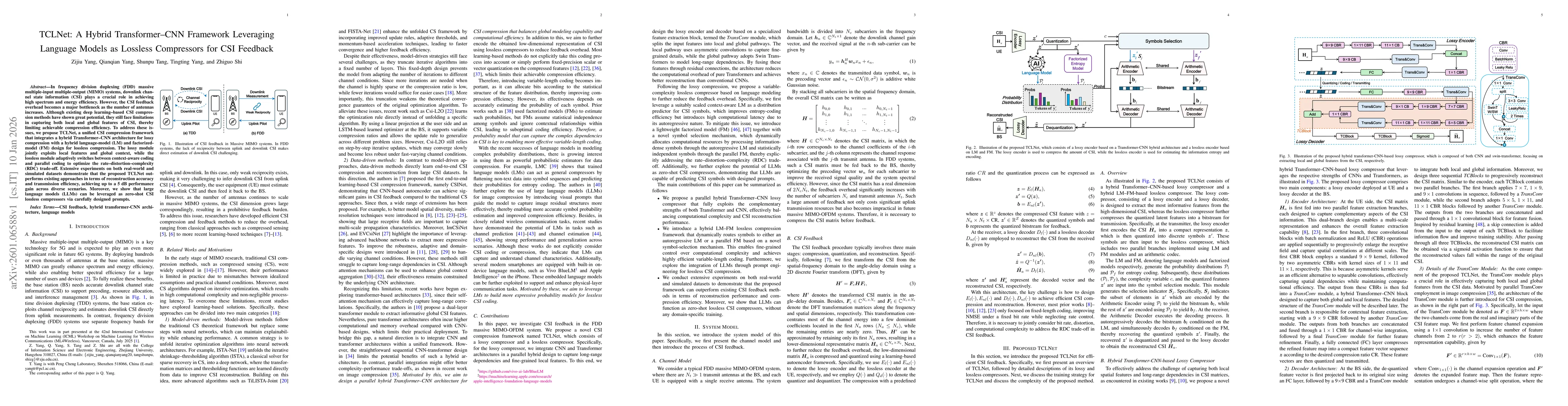 Thumbnail for TCLNet: A Hybrid Transformer-CNN Framework Leveraging Language Models as Lossless Compressors for CSI Feedback