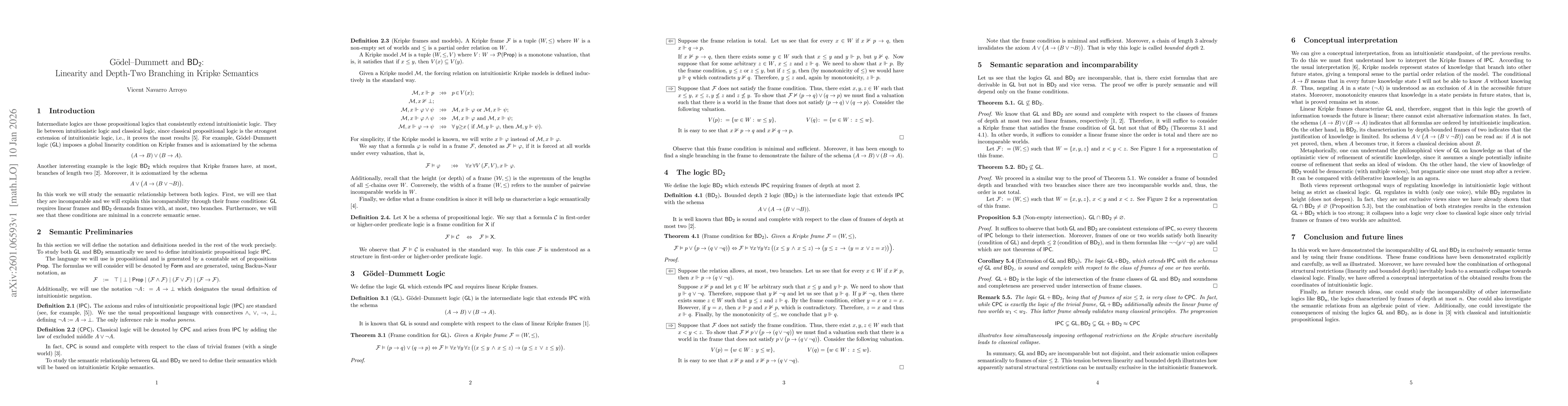 Thumbnail for Gödel-Dummett and $\mathsf{BD_2}$: Linearity and Depth-Two Branching in Kripke Semantics