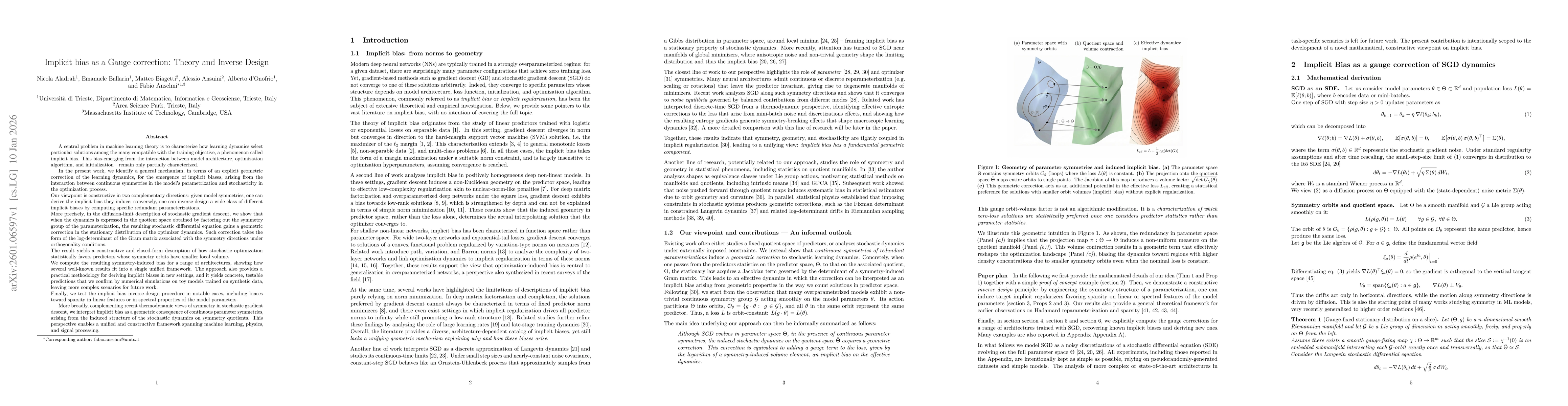 Thumbnail for Implicit bias as a Gauge correction: Theory and Inverse Design