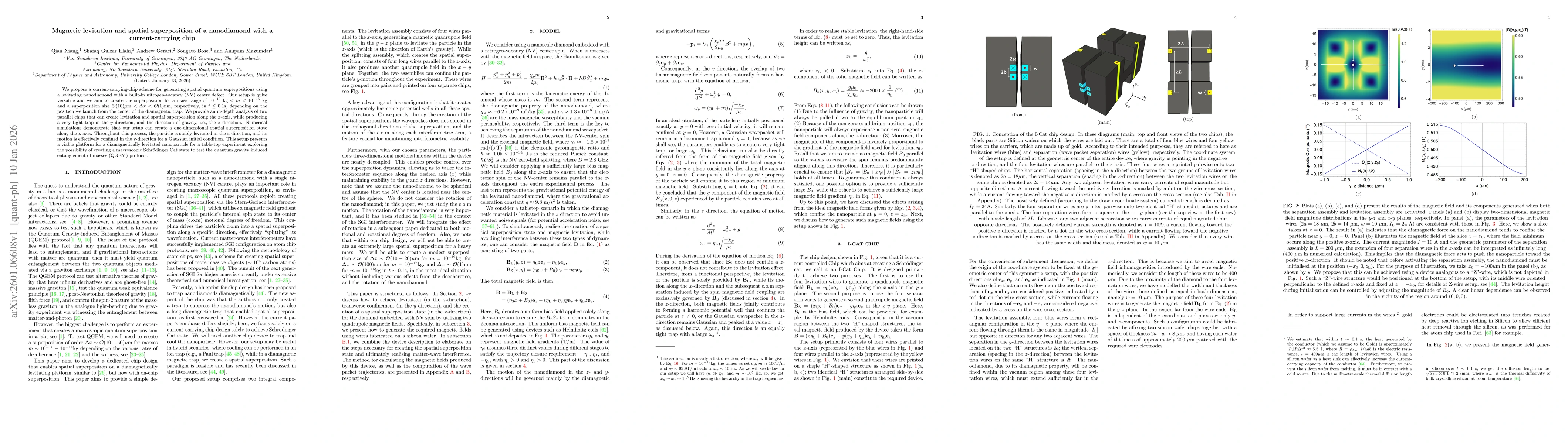Thumbnail for Magnetic levitation and spatial superposition of a nanodiamond with a current-carrying chip