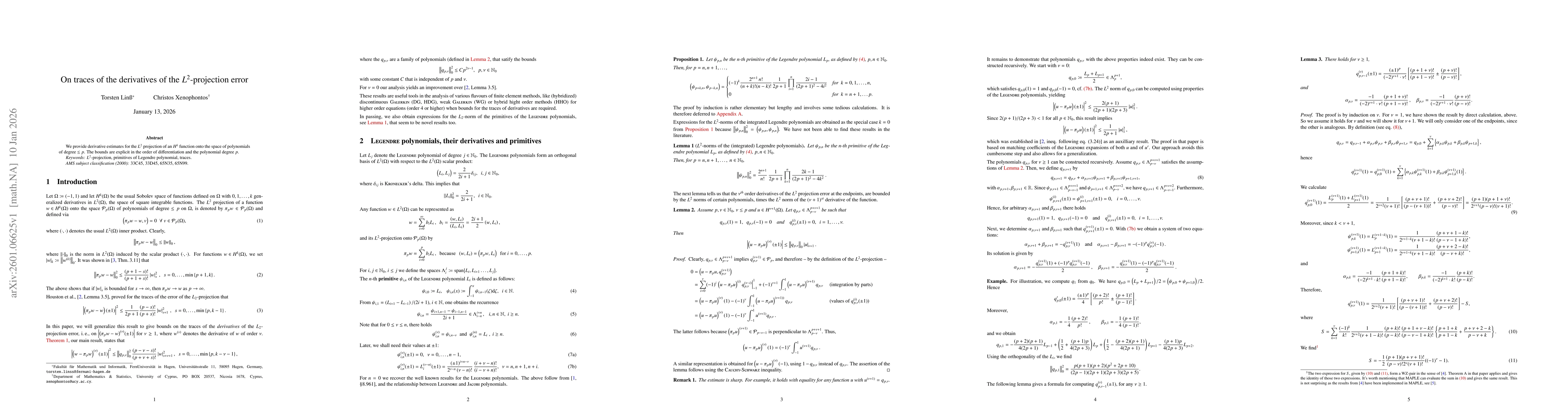 Thumbnail for On traces of the derivatives of the $L^2$-projection error