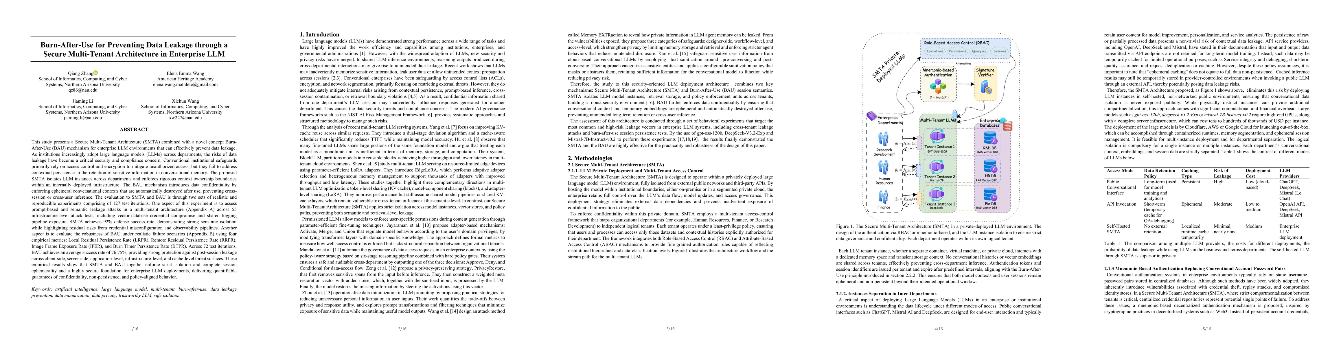 Thumbnail for Burn-After-Use for Preventing Data Leakage through a Secure Multi-Tenant Architecture in Enterprise LLM