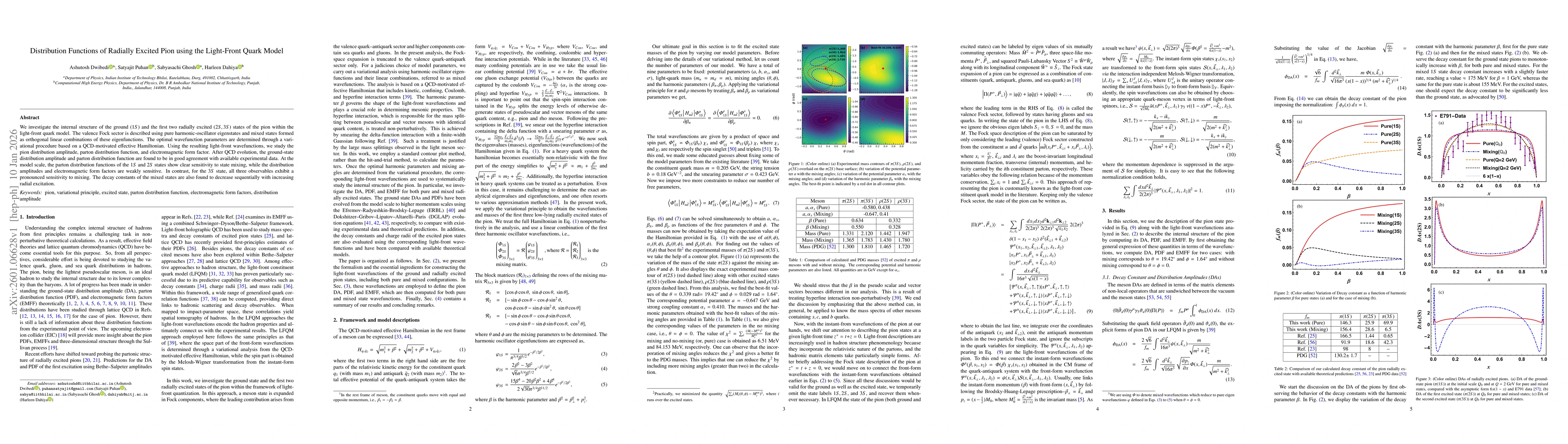Thumbnail for Distribution Functions of Radially Excited Pion using the Light-Front Quark Model