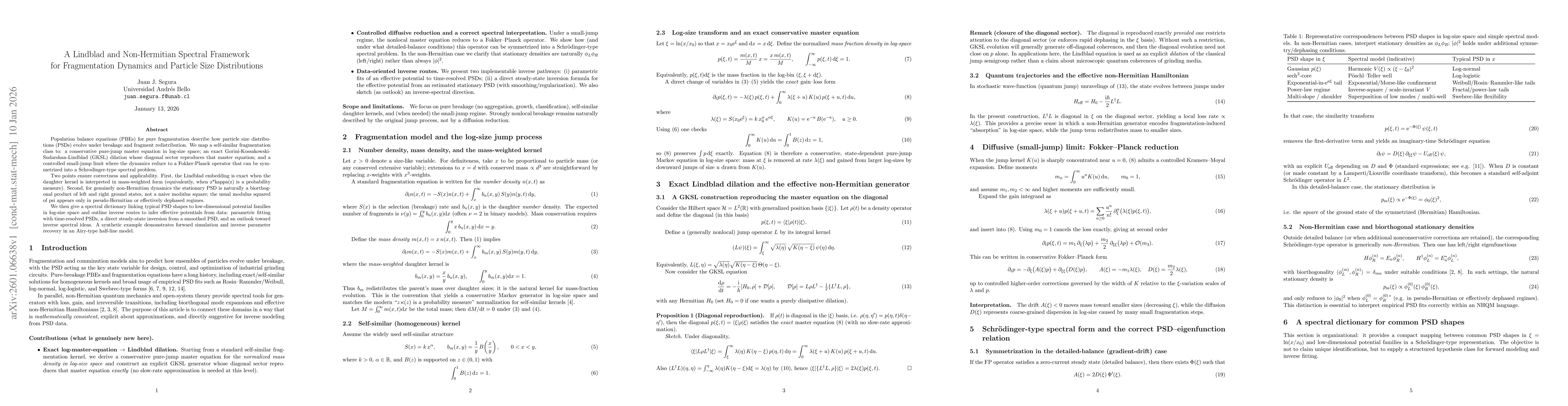 Thumbnail for A Lindblad and Non-Hermitian Spectral Framework for Fragmentation Dynamics and Particle Size Distributions