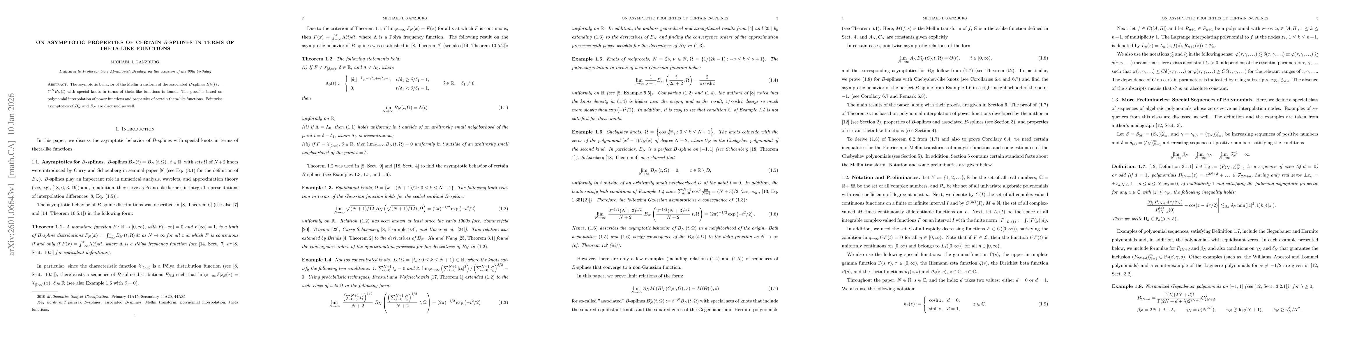 Thumbnail for On Asymptotic Properties of Certain $B$-Splines in Terms of Theta-like Functions