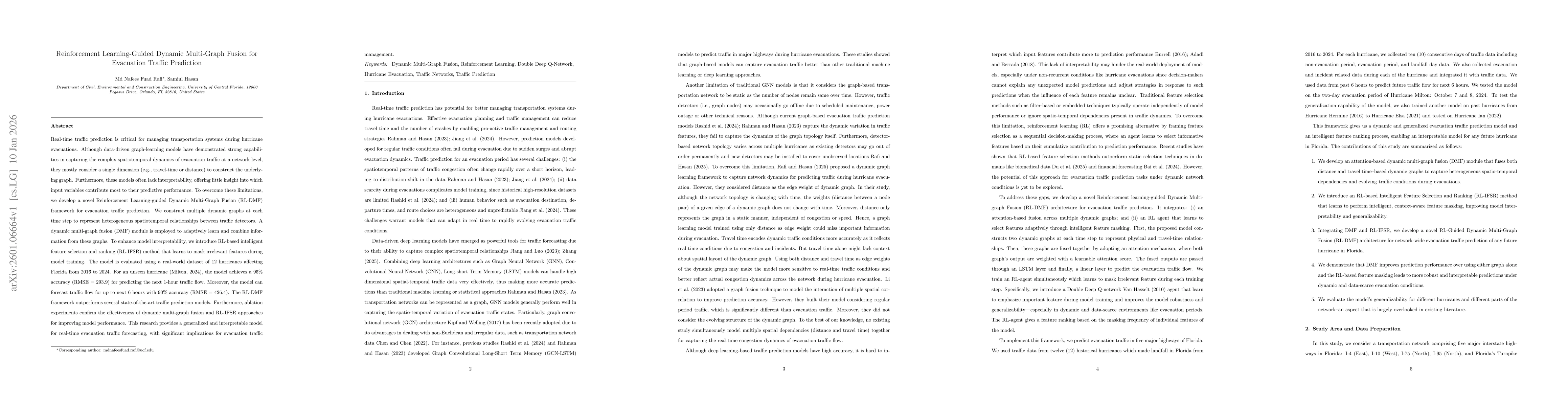 Thumbnail for Reinforcement Learning-Guided Dynamic Multi-Graph Fusion for Evacuation Traffic Prediction