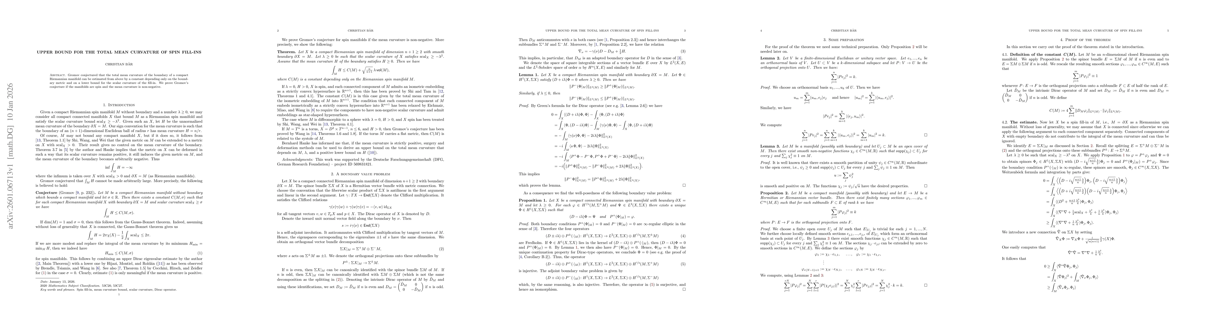 Thumbnail for Upper bound for the total mean curvature of spin fill-ins
