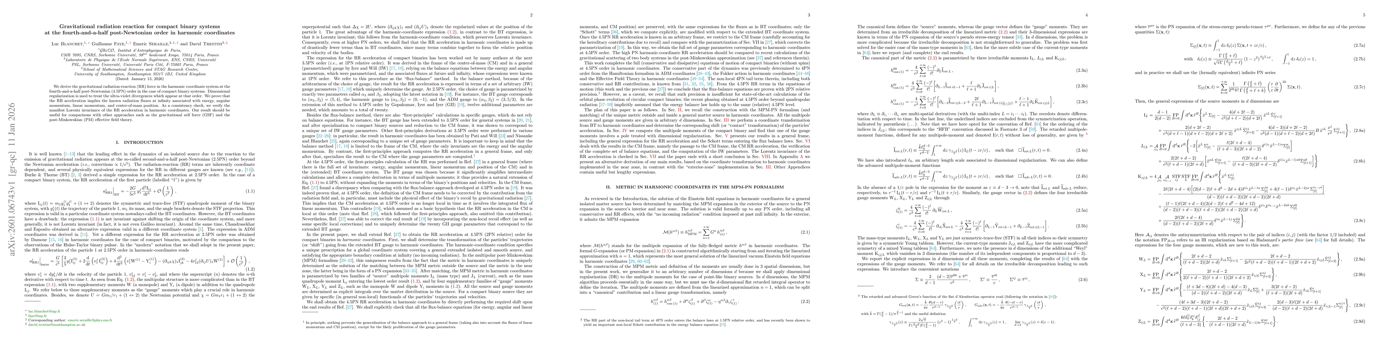 Thumbnail for Gravitational radiation reaction for compact binary systems at the fourth-and-a-half post-Newtonian order in harmonic coordinates
