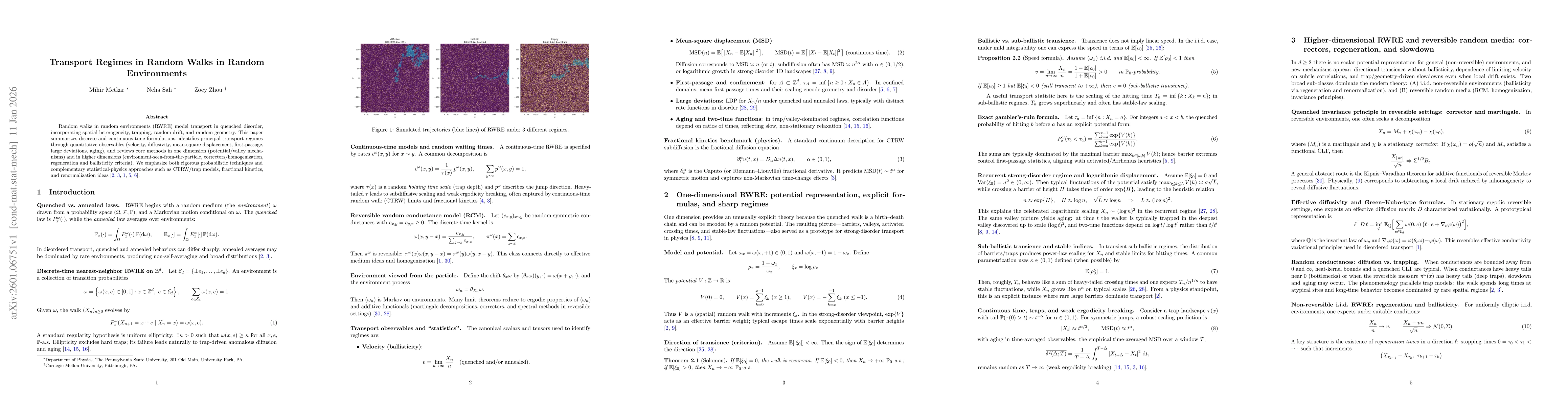 Thumbnail for Transport Regimes in Random Walks in Random Environments