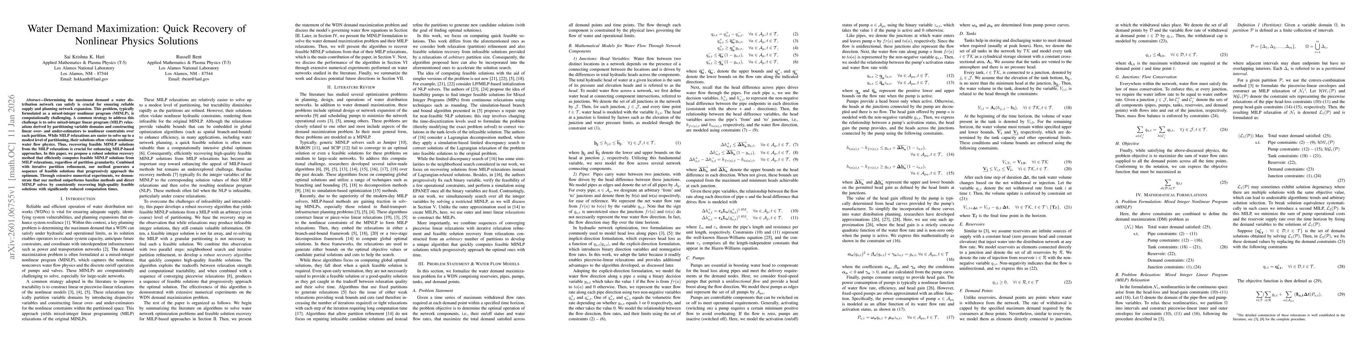 Thumbnail for Water Demand Maximization: Quick Recovery of Nonlinear Physics Solutions