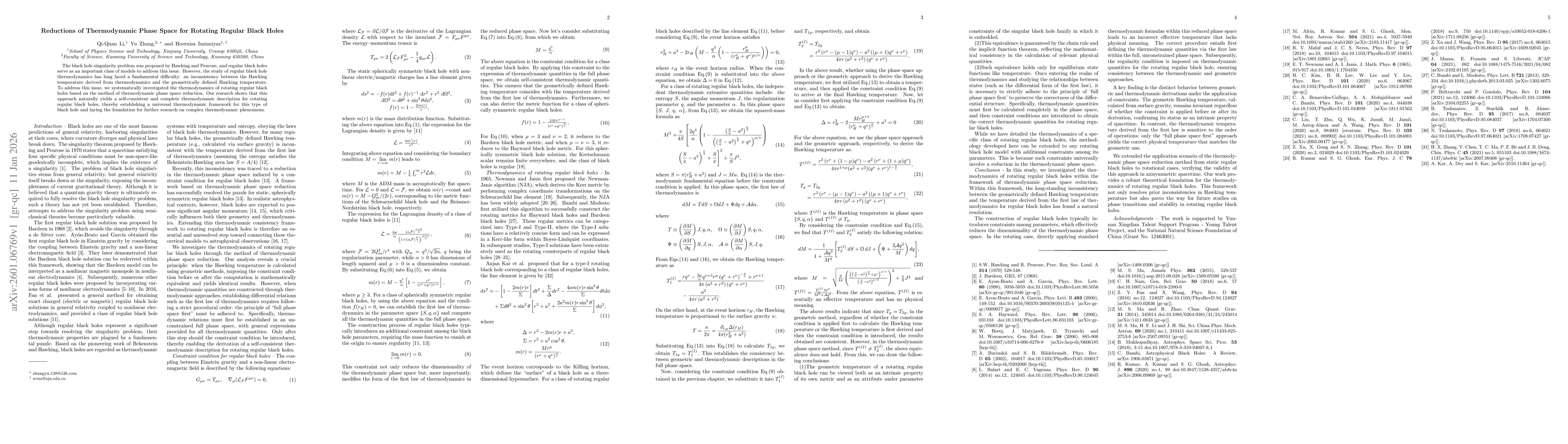 Thumbnail for Reductions of Thermodynamic Phase Space for Rotating Regular Black Holes