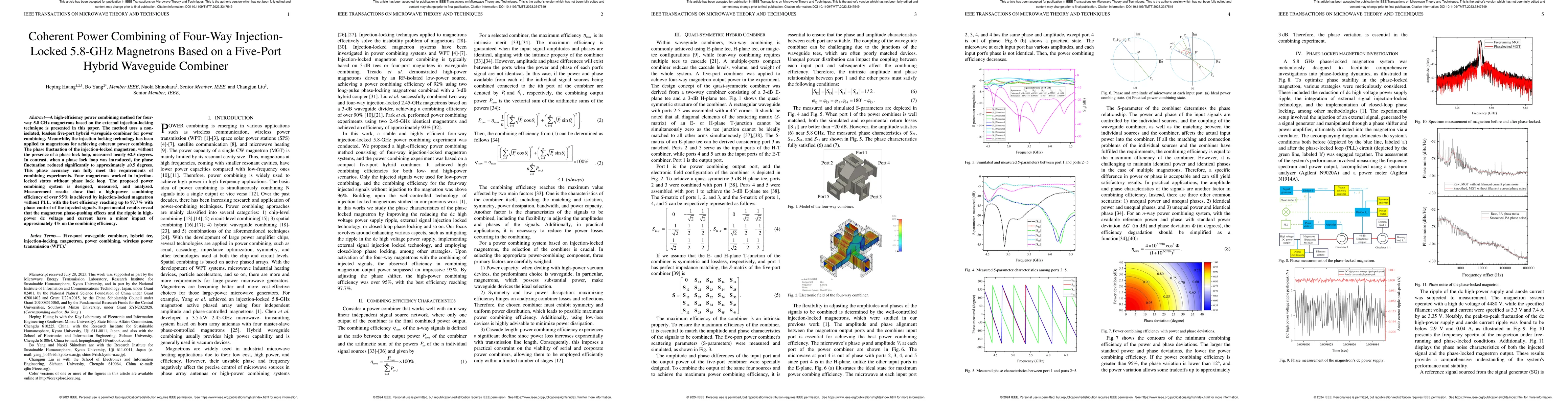 Thumbnail for Coherent power combining of four-way injection-locked 5.8-GHz magnetrons based on a five-port hybrid waveguide combiner
