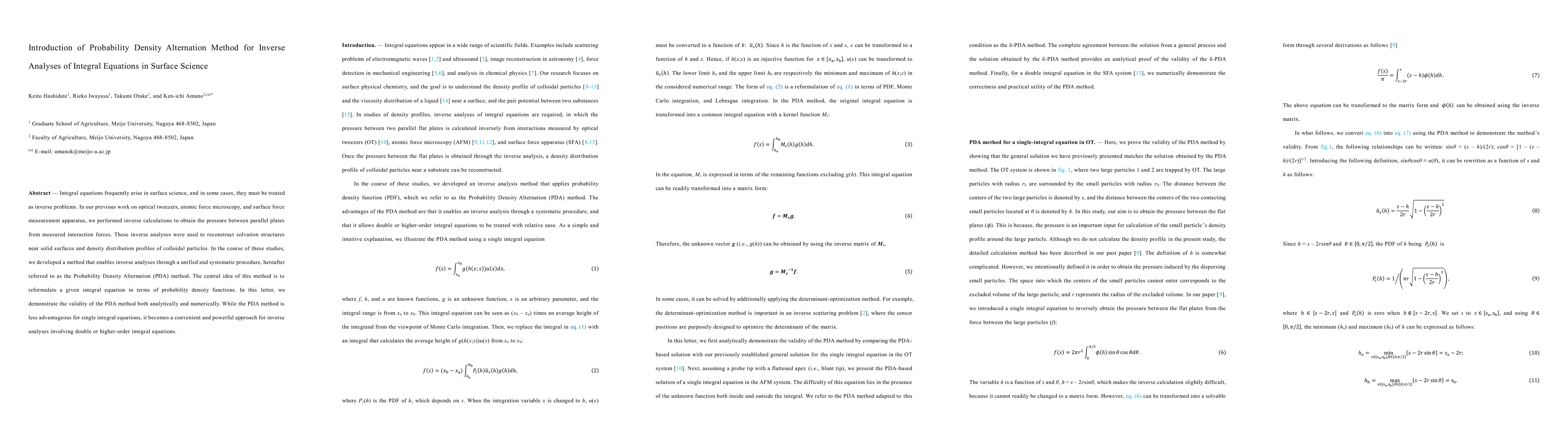 Thumbnail for Introduction of Probability Density Alternation Method for Inverse Analyses of Integral Equations in Surface Science