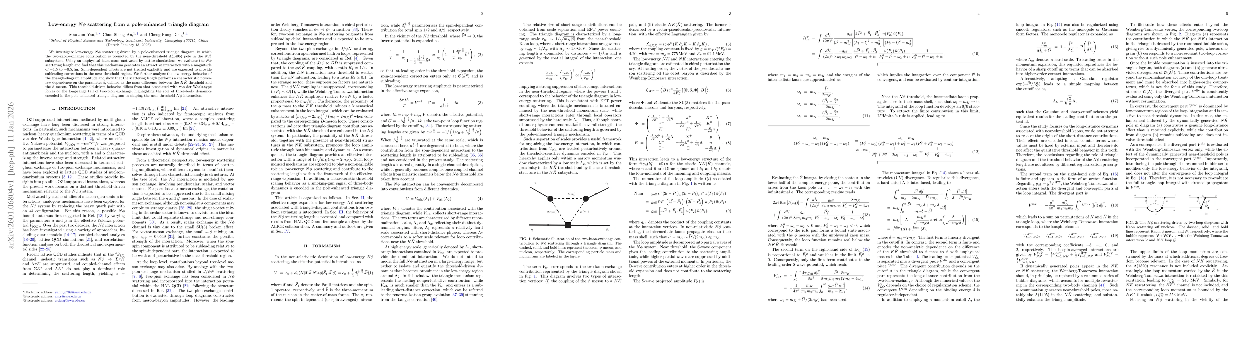 Thumbnail for Low-energy $Nφ$ scattering from a pole-enhanced triangle diagram