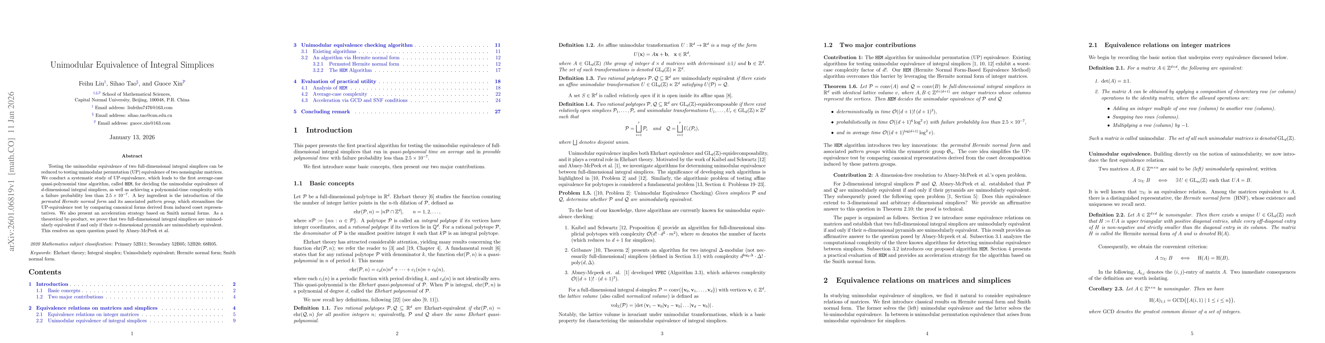 Thumbnail for Unimodular Equivalence of Integral Simplices