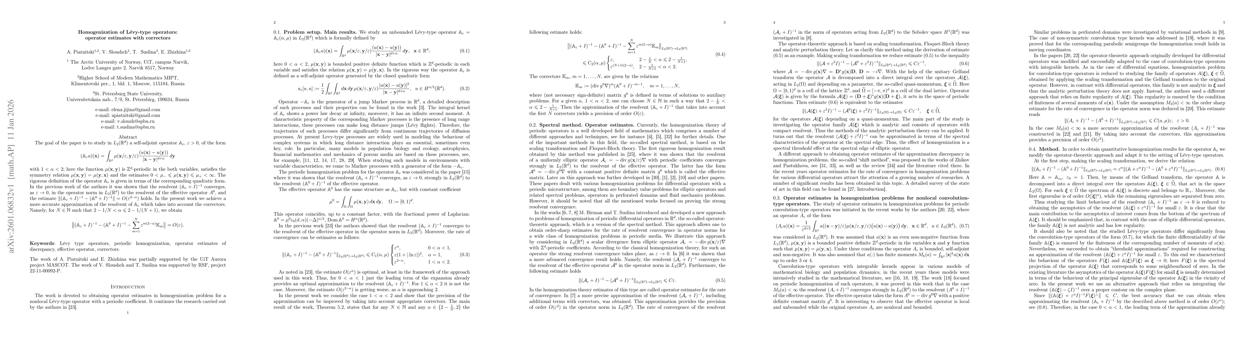 Thumbnail for Homogenization of Lévy-type operators: operator estimates with correctors