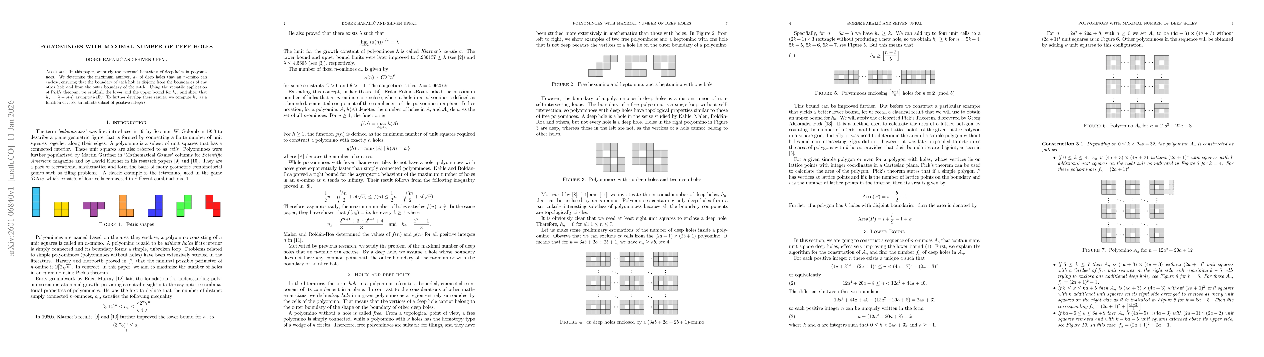 Thumbnail for Polyominoes with maximal number of deep holes