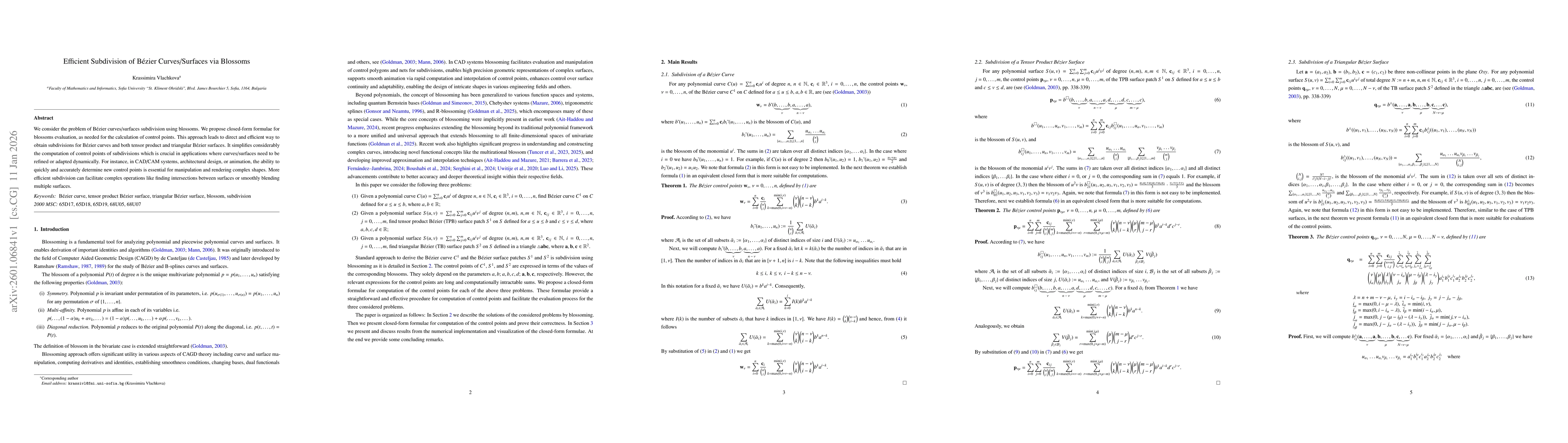 Thumbnail for Efficient Subdivision of Bézier Curves/Surfaces via Blossoms