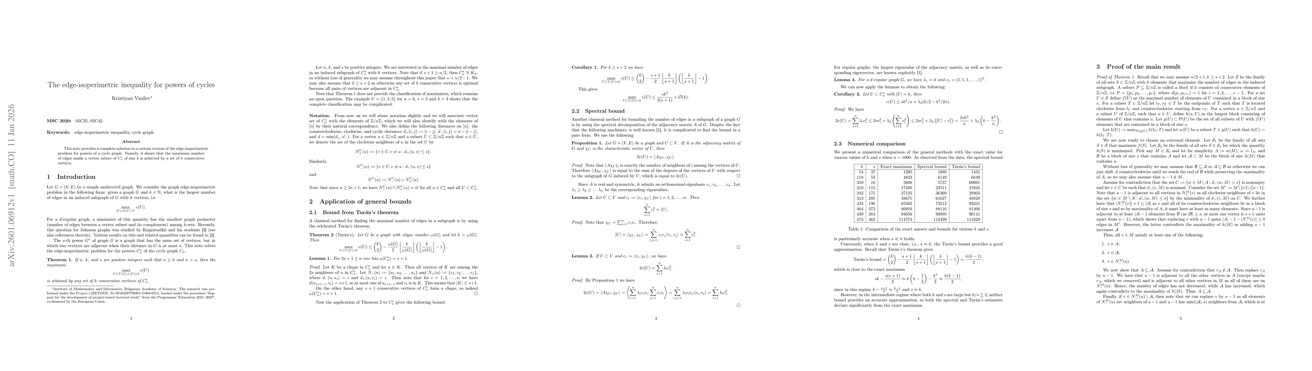 Thumbnail for The edge-isoperimetric inequality for powers of cycles