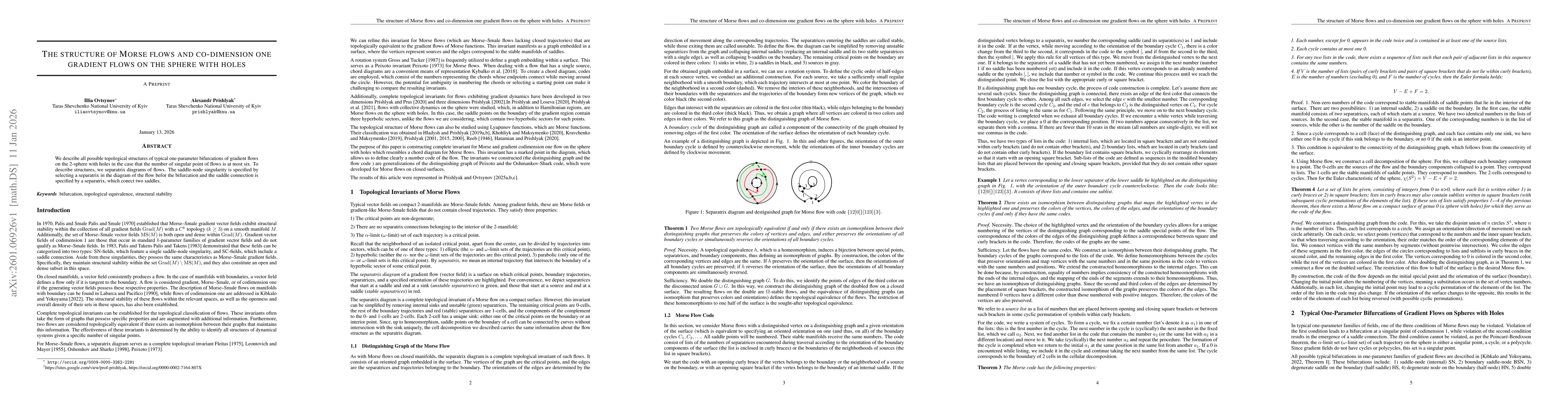 Thumbnail for The structure of Morse flows and co-dimension one gradient flows on the sphere with holes