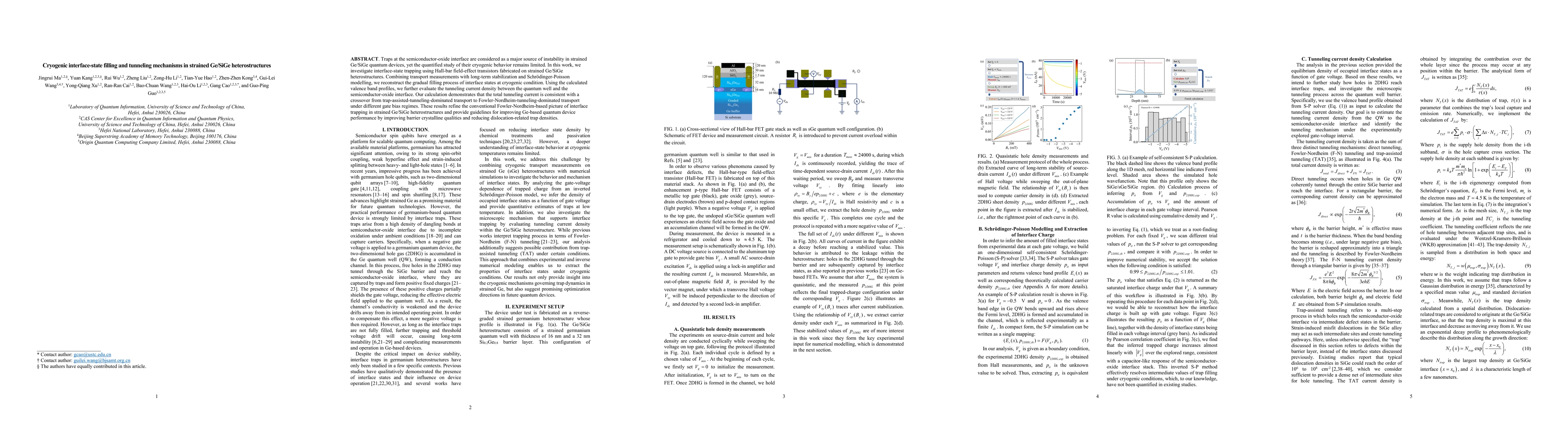 Thumbnail for Cryogenic interface-state filling and tunneling mechanisms in strained Ge/SiGe heterostructures