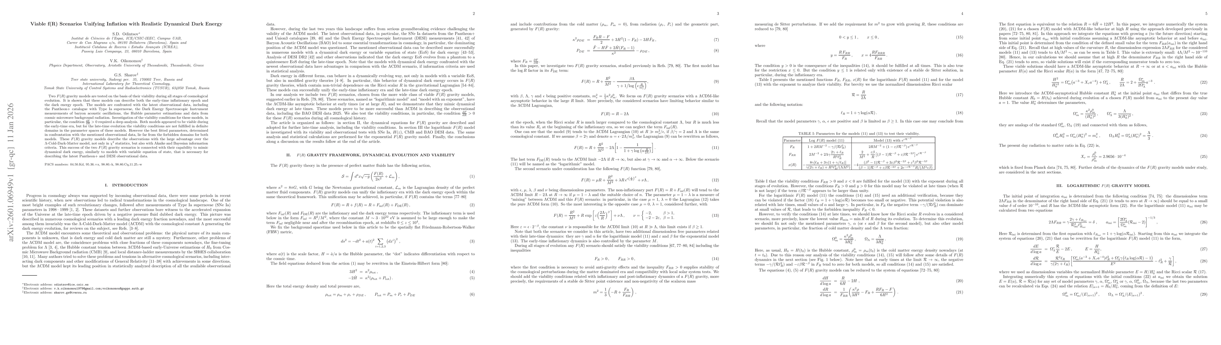Thumbnail for Viable f(R) Scenarios Unifying Inflation with Realistic Dynamical Dark Energy