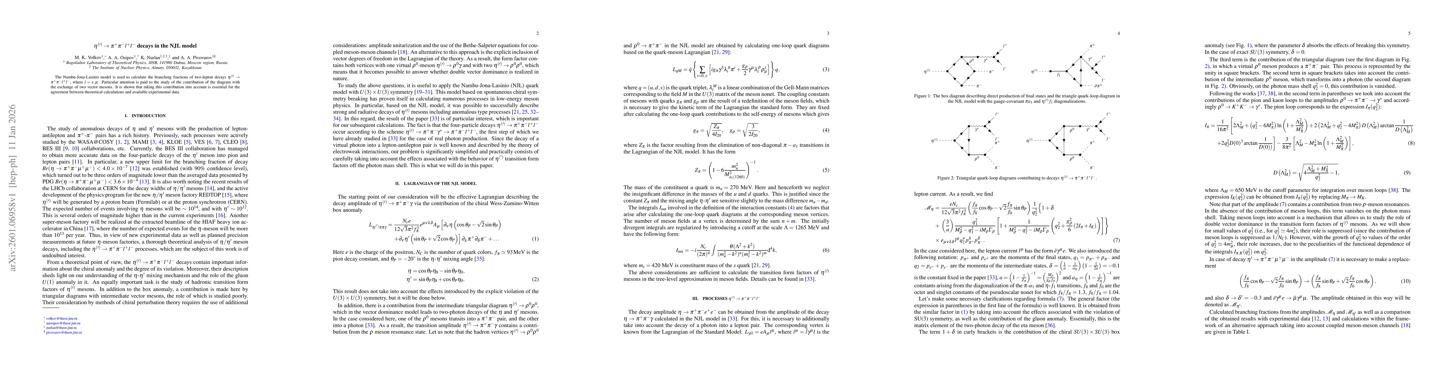 Thumbnail for $η^{(\prime)}\toπ^+π^-l^+l^-$ decays in the NJL model