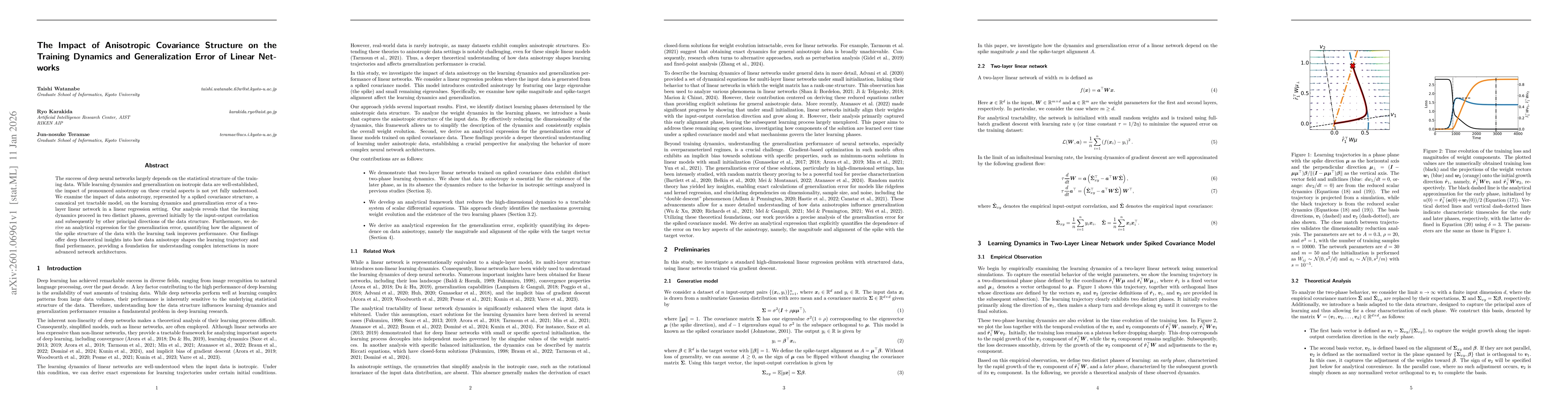 Thumbnail for The Impact of Anisotropic Covariance Structure on the Training Dynamics and Generalization Error of Linear Networks