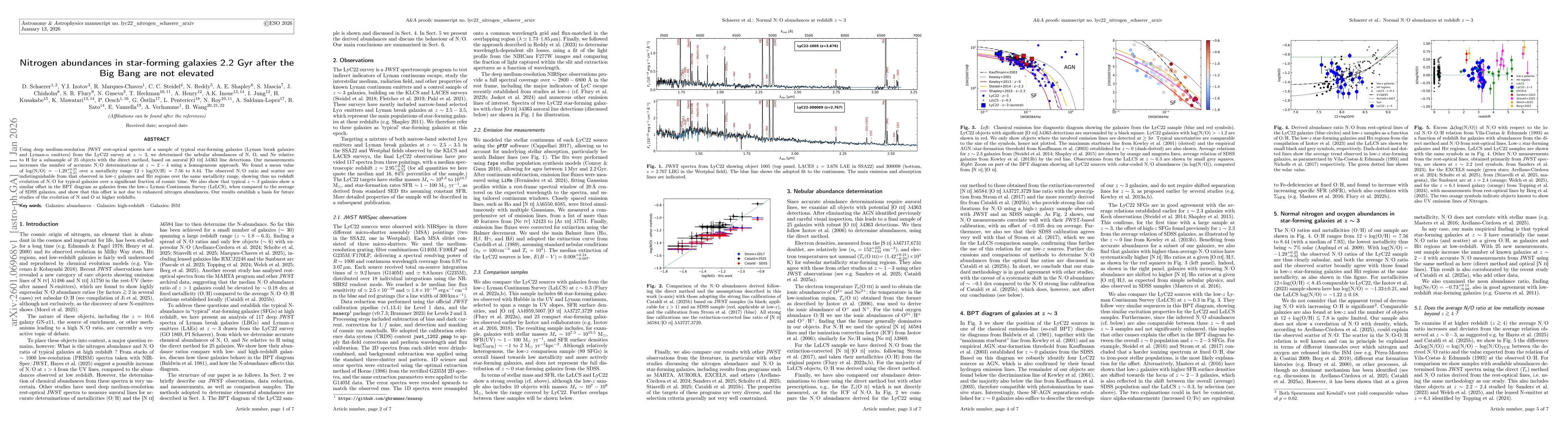 Thumbnail for Nitrogen abundances in star-forming galaxies 2.2 Gyr after the Big Bang are not elevated